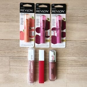 Lot of New Maybelline Revlon Lip Balms and Lipsticks, Lip Stain Product Bundle